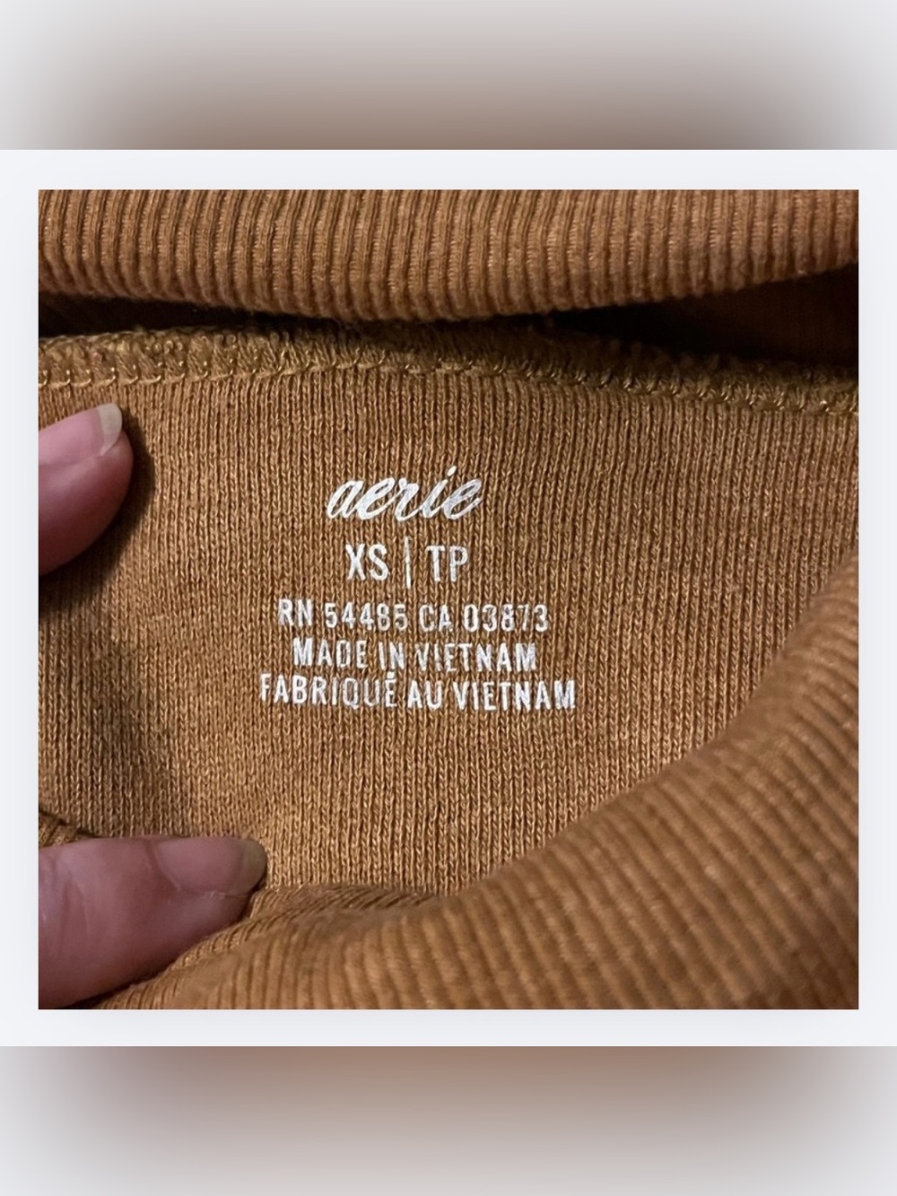 Aerie Tan-Brown Turtleneck French Terry Cloth Sweater, Size XS - Picture 3 of 5